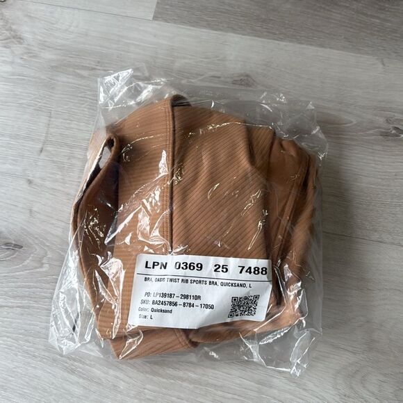 FABLETICS Oasis Rib Twist Medium Impact Sports Bra Quicksand L NWT in packaging - Picture 5 of 6